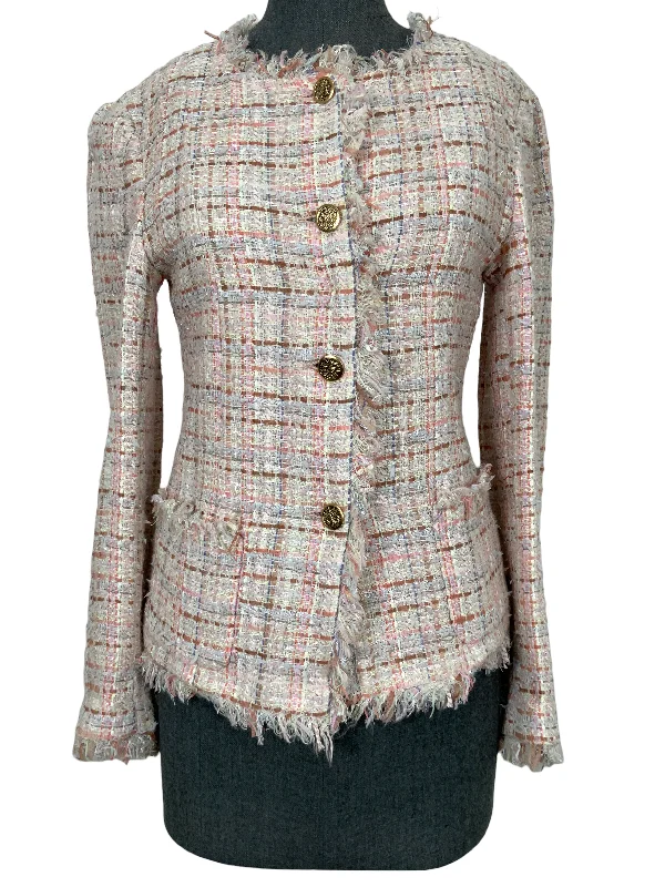 Chanel 04P Frayed Trim Tweed Jacket Size S