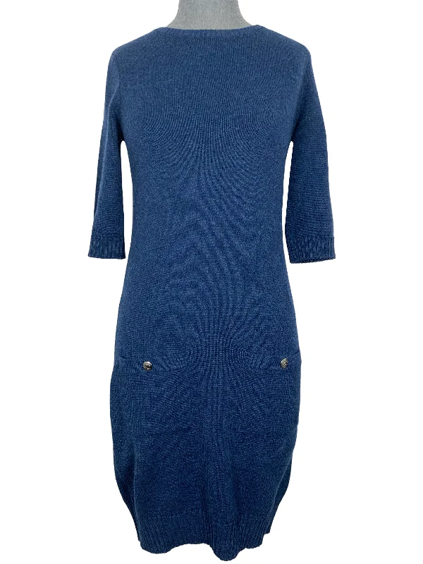 CHANEL 08A Cashmere Short Sleeve Sweater Dress Size S