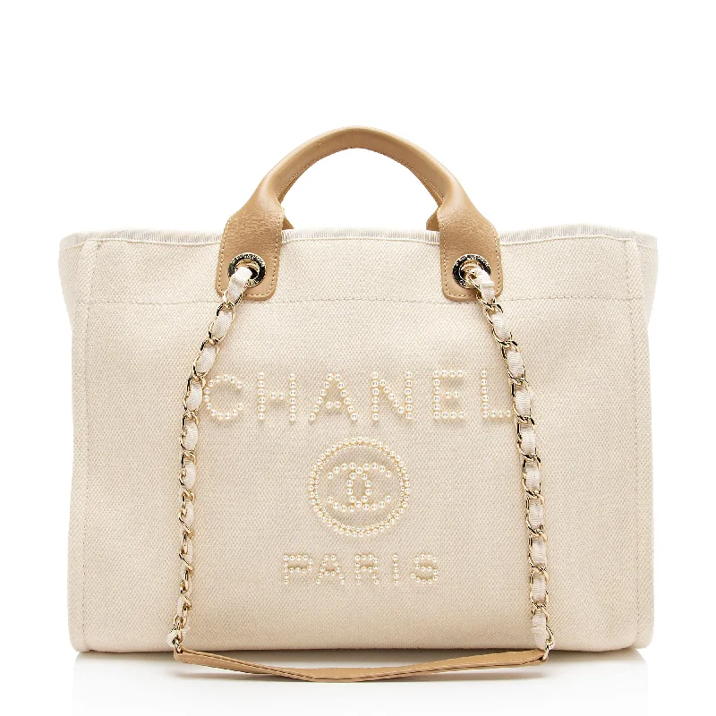 Chanel Canvas Pearl Deauville Medium Tote (SHF-Hmgrlc)