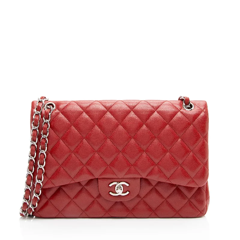 Chanel Caviar Leather Classic Jumbo Double Flap Bag (SHF-SJeAZK)