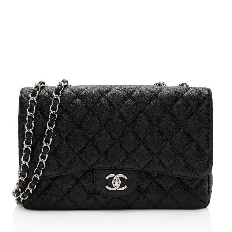 Chanel Caviar Leather Classic Jumbo Single Flap Bag (SHF-LHfnsx)