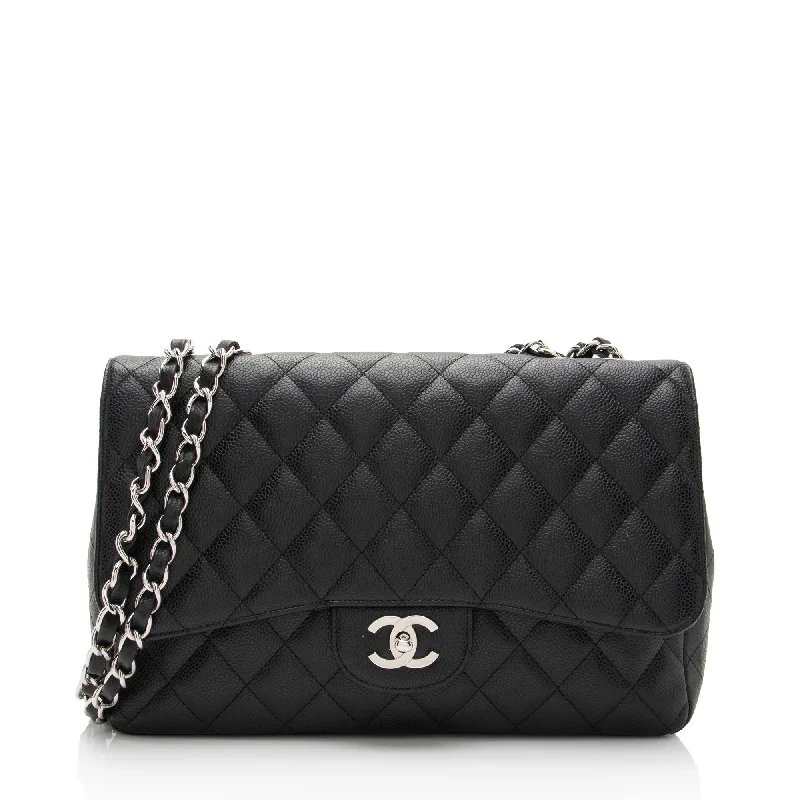 Chanel Caviar Leather Classic Jumbo Single Flap Bag (SHF-TAC3Im)