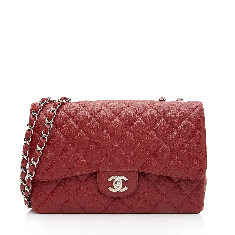 Chanel Caviar Leather Classic Jumbo Single Flap Bag (SHF-xdYaEs)