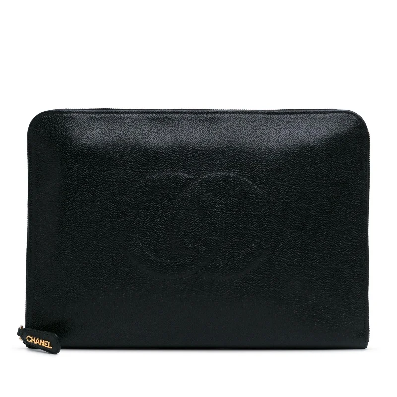 Chanel CC Caviar Documents Portfolio Clutch (SHG-wlh1nQ)