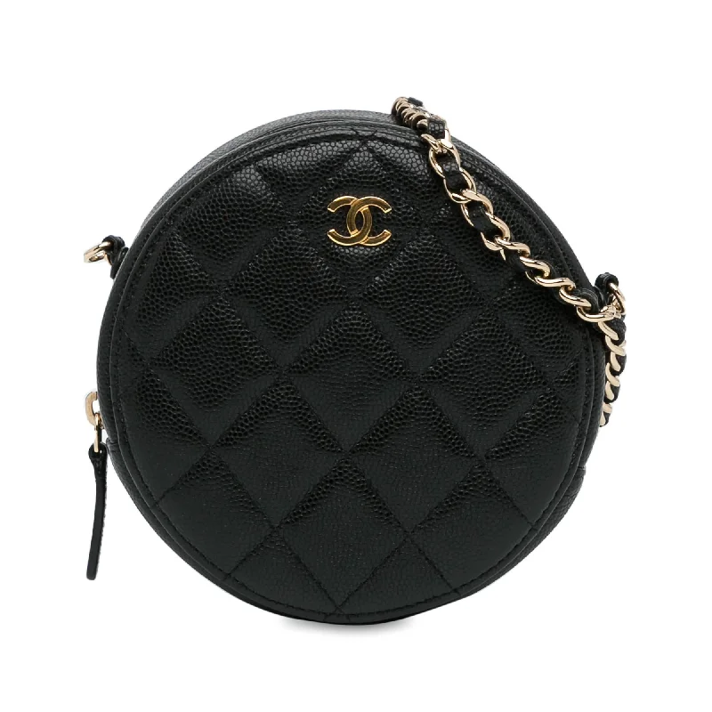 Chanel CC Quilted Caviar Round Clutch With Chain (SHG-ov2ka3)