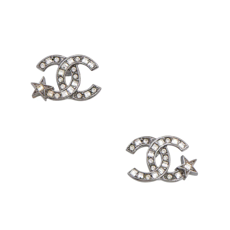 Chanel Crystal Star CC Stud Earrings (SHF-dkIPLL)