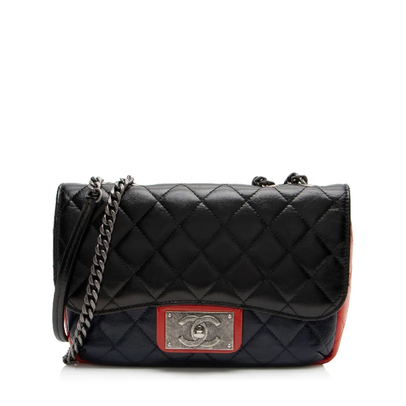 Chanel Glazed Calfskin CC Plate Medium Flap Bag (SHF-5bc3aa)