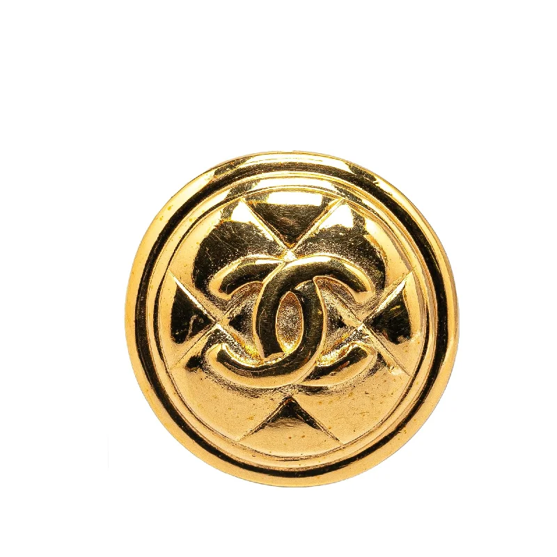 Chanel Gold Plated CC Quilted Brooch (SHG-raYlCt)