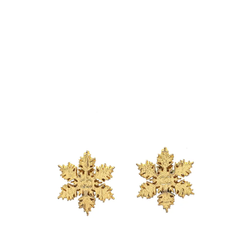 Chanel Gold Plated CC Snowflake Clip On Earrings (SHG-aKeOwk)