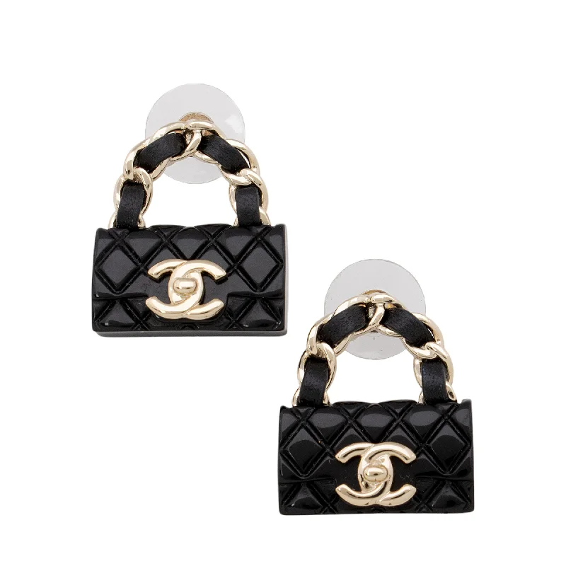 Chanel Lambskin CC Turnlock Chain Flap Bag Earrings (SHF-OSbL4p)