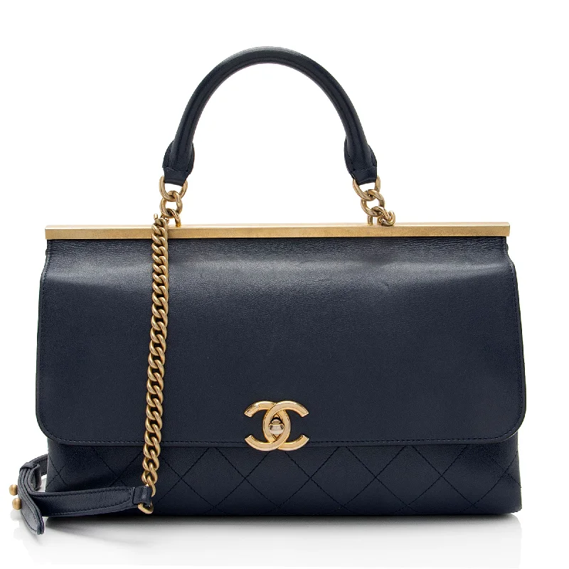 Chanel Lambskin Coco Lux Top Handle Flap Bag (SHF-E3U0SX)