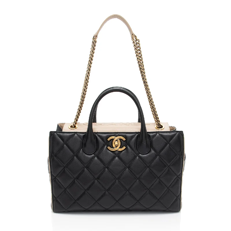 Chanel Lambskin Portobello Small Tote (SHF-Drtxbt)