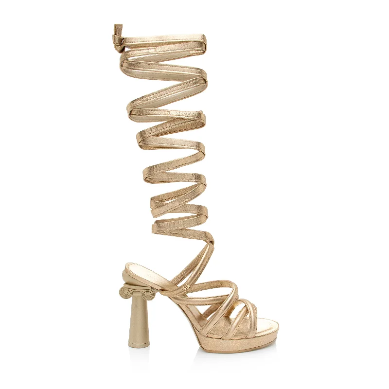 Chanel Metallic Leather Gladiator Strappy Sandals - Size 9B / 39B (SHF-rARysY)