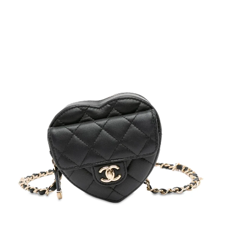 Chanel Mini Lambskin CC in Love Heart Belt Bag (SHG-R54rLZ)