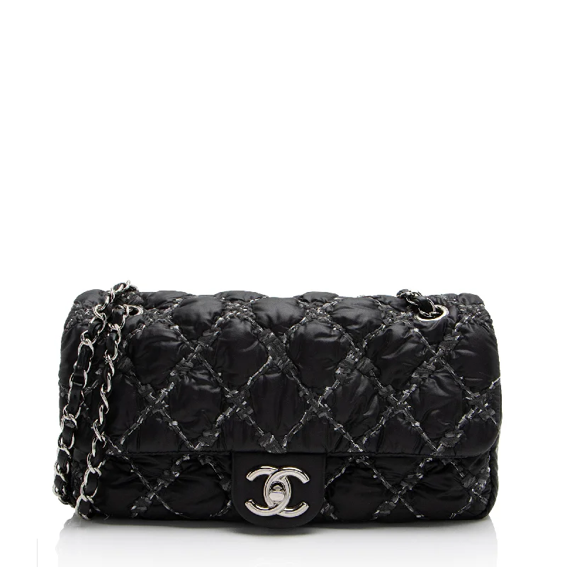 Chanel Nylon Quilted Tweed On Stitch Flap Bag (SHF-4UuNtD)