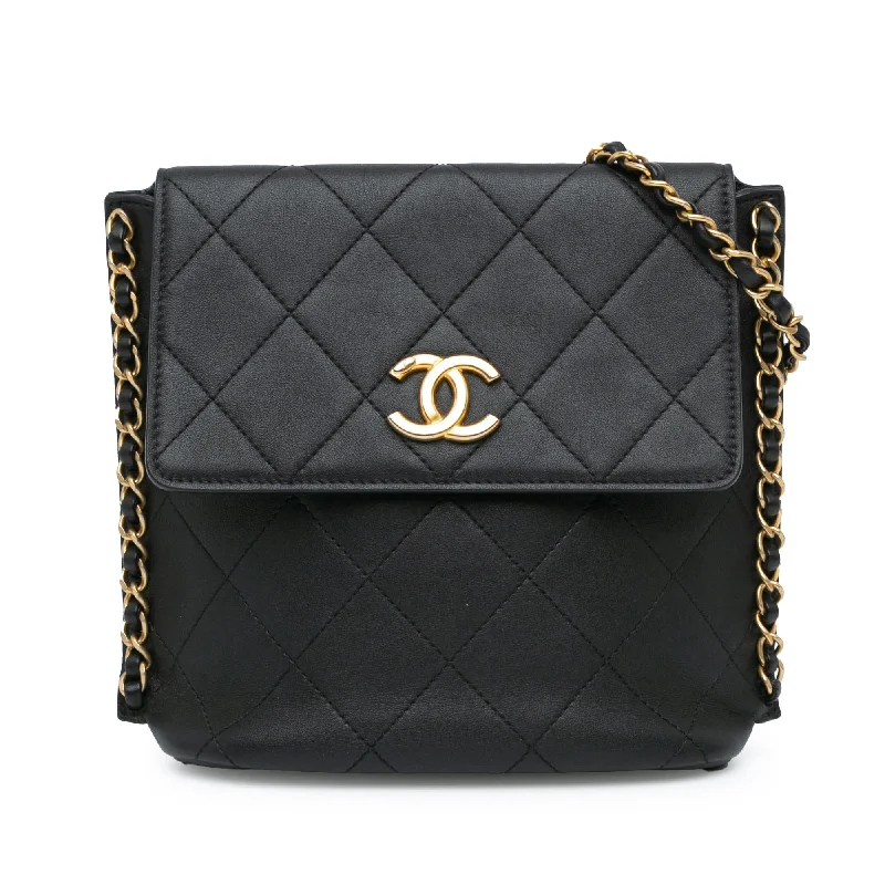 Chanel Small Quilted Calfskin Chain Hobo Flap (SHG-Un4nYy)