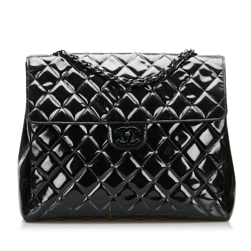 Chanel So Black Matelasse Patent Leather Single Flap Bag (SHG-XAF9hI)