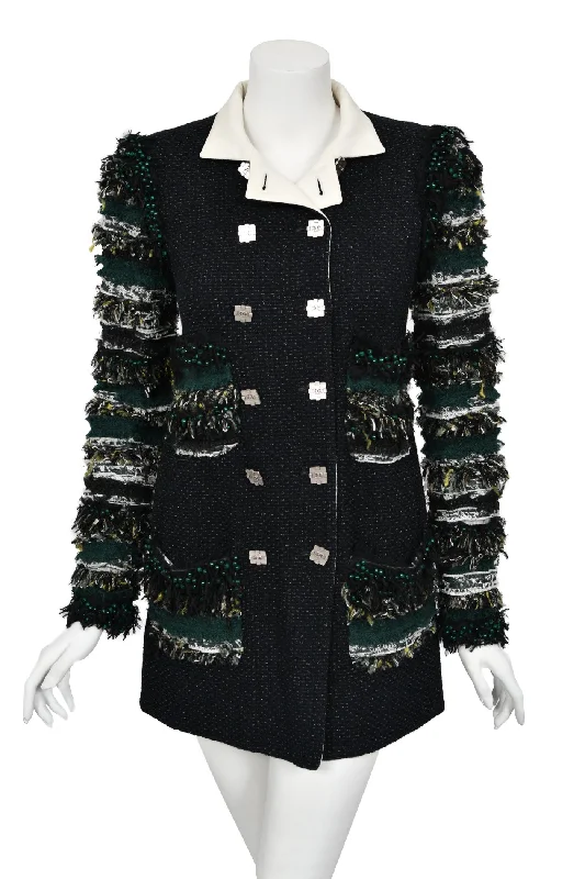 2011 Chanel by Karl Lagerfeld Runway Campaign Beaded Wool Double-Breasted Jacket