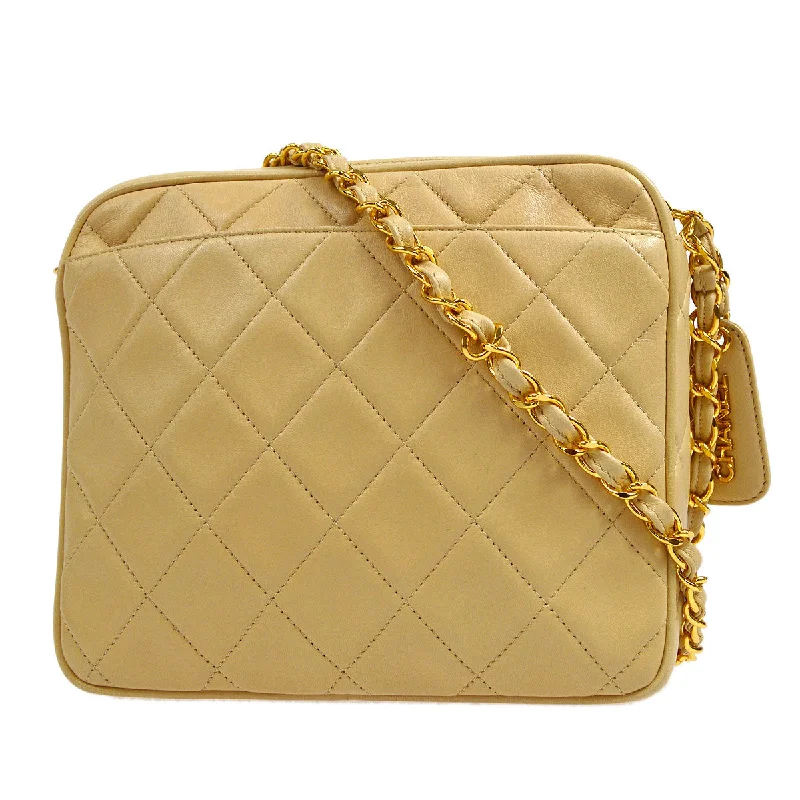 CHANEL 1994-1996 Pocket Camera Bag Mini Beige Lambskin