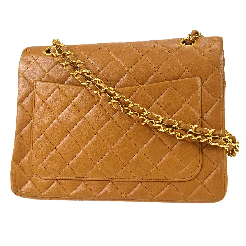 CHANEL 1989-1991 Tall Classic Double Flap Medium Camel Lambskin