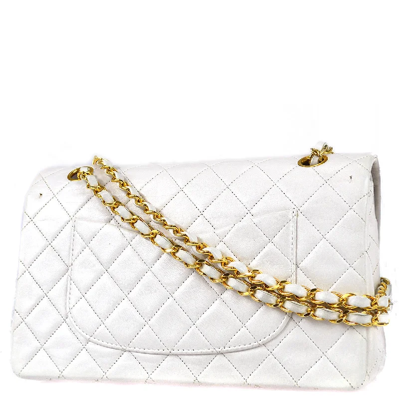 Chanel 1989-1991 White Lambskin Medium Classic Double Flap Bag