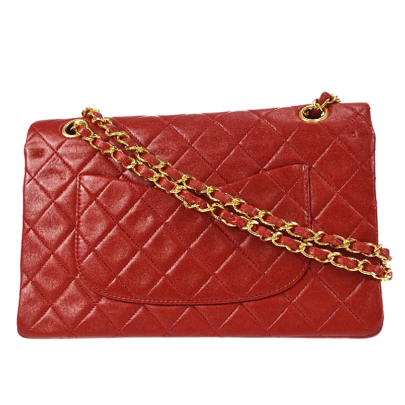 CHANEL 1989-1991 Classic Double Flap Medium Red Lambskin