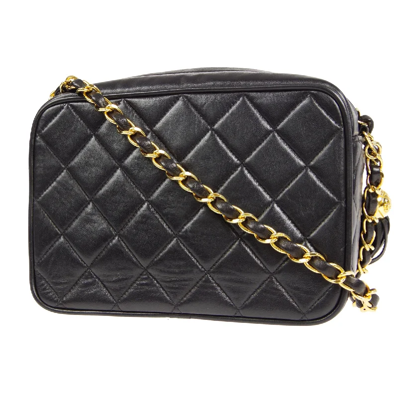 CHANEL 1991-1994 Pocket Camera Bag Mini Black Lambskin