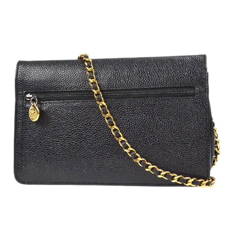 CHANEL WOC Chain Shoulder Wallet Bag Black Caviar