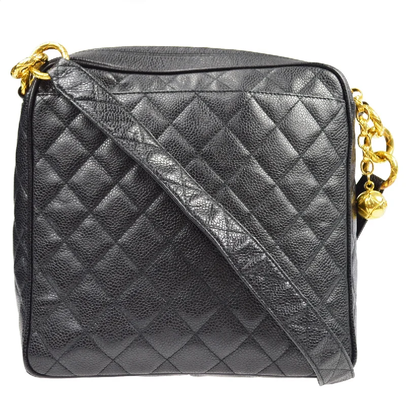 CHANEL 1991-1994 Pocket Camera Bag Small Black Caviar