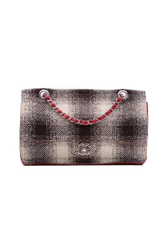 Checkered Tweed Flap Bag