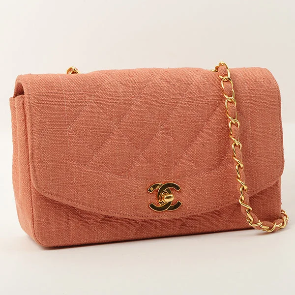 Chanel 1992 Cotton Diana Flap Chain Bag Light Coral