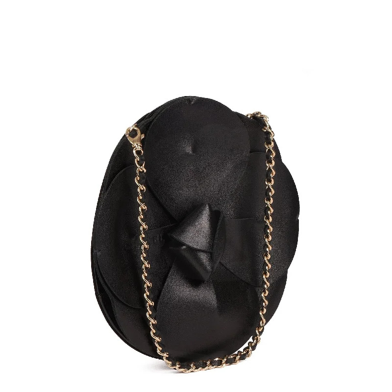 Chanel Black Lambskin Camellia Clutch-on-Chain COC Top Handle Bag