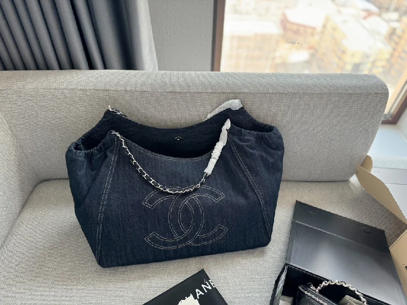 CHANEL Blue Shoulder Bag Shopping Bag