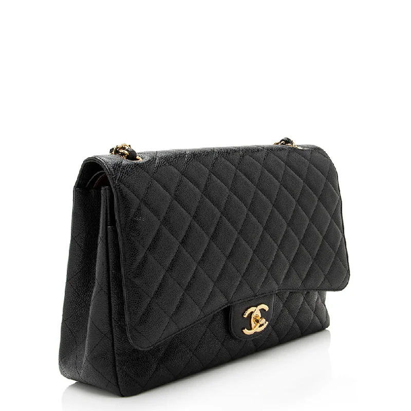 Chanel Caviar Leather Classic Maxi Double Flap Bag (21769)