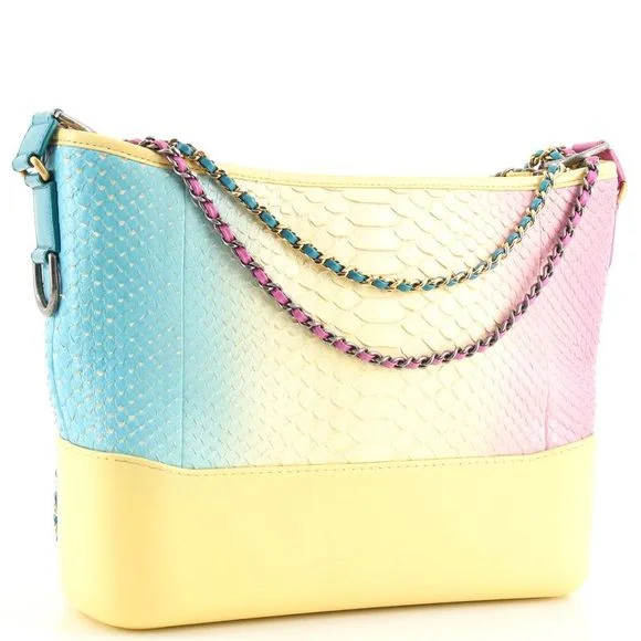 CHANEL CC PYTHON GABRIELLE HOBO BAG IN YELLOW MULTICOLOR