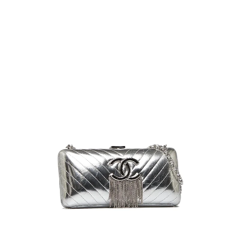 Chanel Chain Fringe Leather Clutch Bag (groSid)