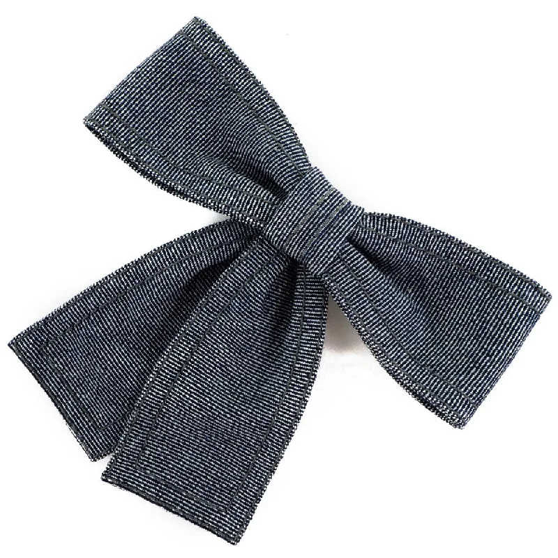 Chanel CHANEL Brooch Ribbon Cotton Denim French Made Blue  24g  A+ Ranked Laminated