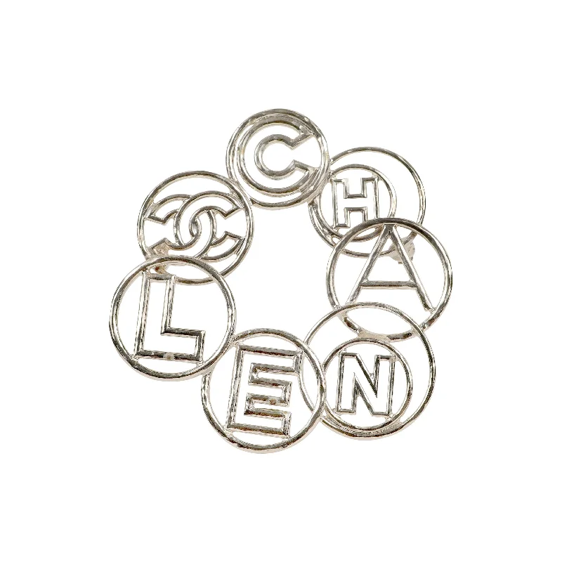 Chanel "CHANEL" Bubble Letter Circle Brooch/Pin w/ Silver Hardware