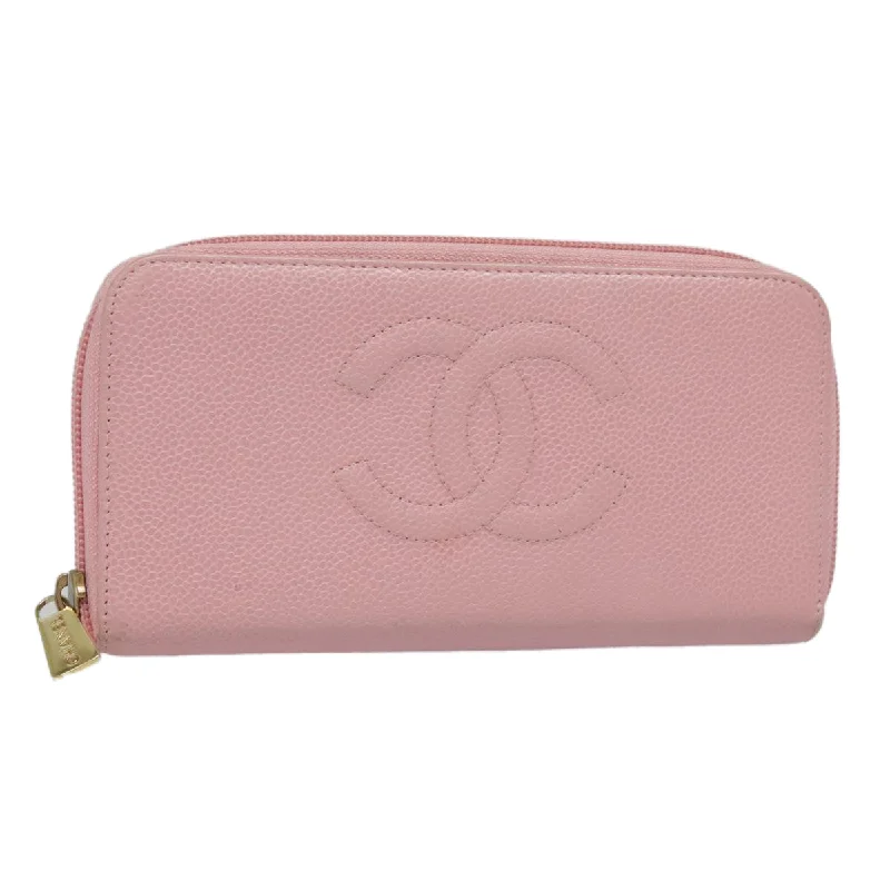 CHANEL COCO Mark Wallet Caviar Skin Pink Gold CC  yk15247