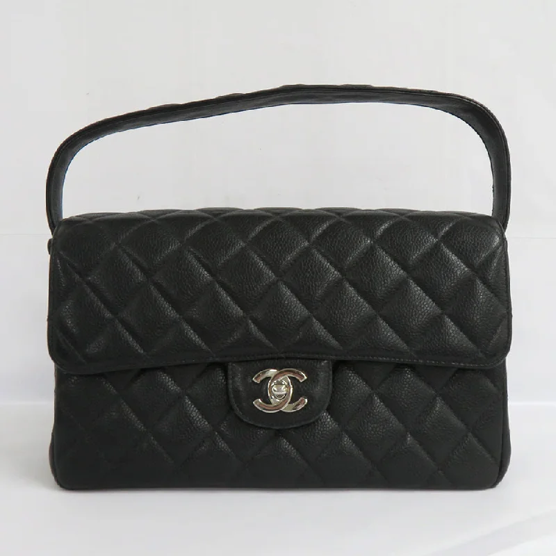 Chanel Double-Face Handbag Caviar S Black Silver G  4th Classical Coco Leather