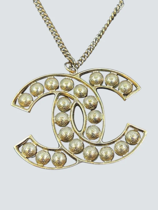 Chanel Goldtone Faux Pearl CC Necklace