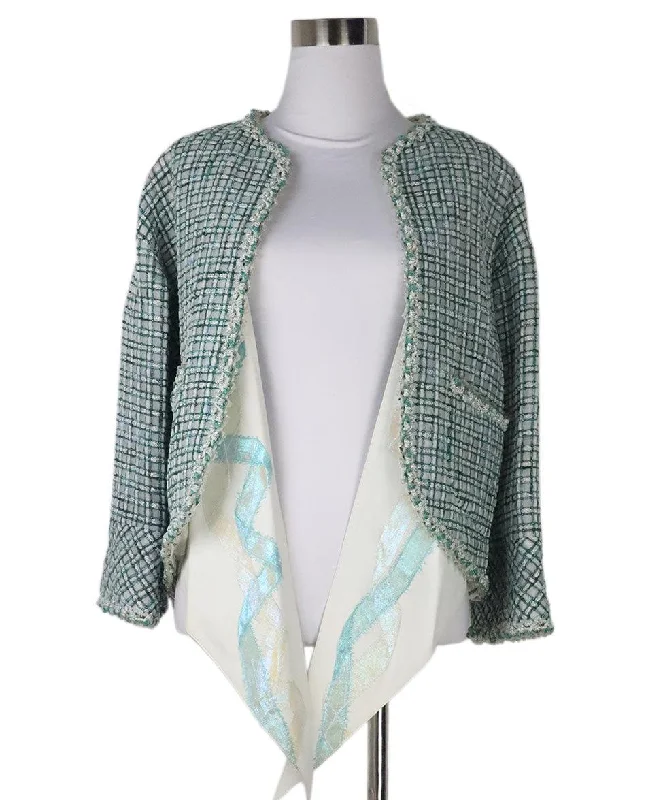 Chanel Green & Blue Tweed Jacket sz 6