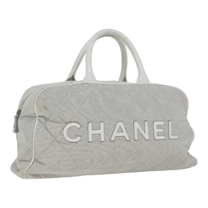 CHANEL Hand Bag Canvas Gray Silver CC  bs17832