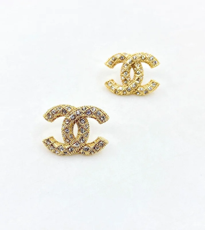 CHANEL Little Fragrance Full Diamond Double C Earrings