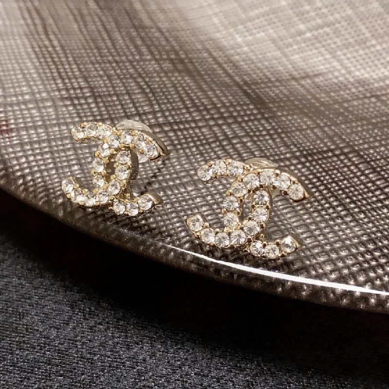 Chanel Minimalist style full diamond earrings