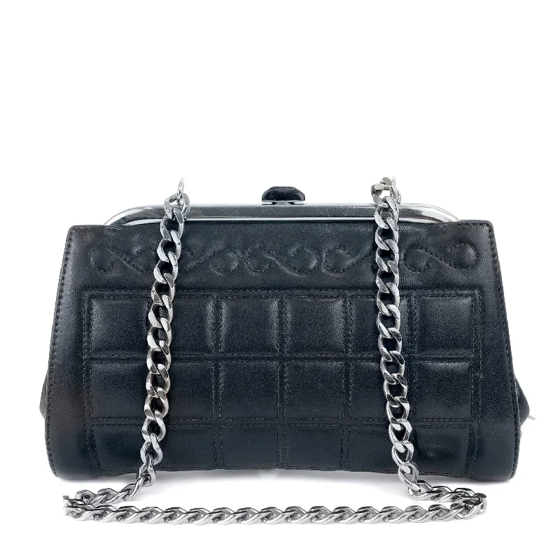 Chanel Navy Mademoiselle Stitch Kiss Lock Clutch