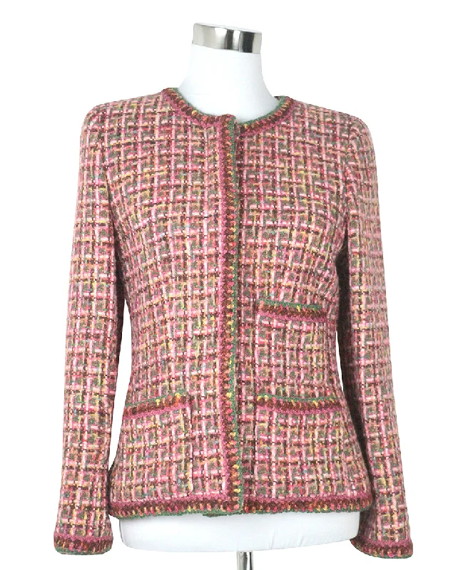 Chanel Pink & Green Tweed Jacket sz 4