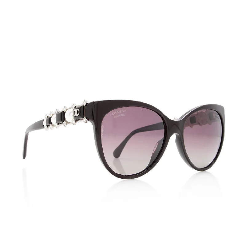 Chanel Polarized Pearl Bijou Cat-Eye Sunglasses (18745)