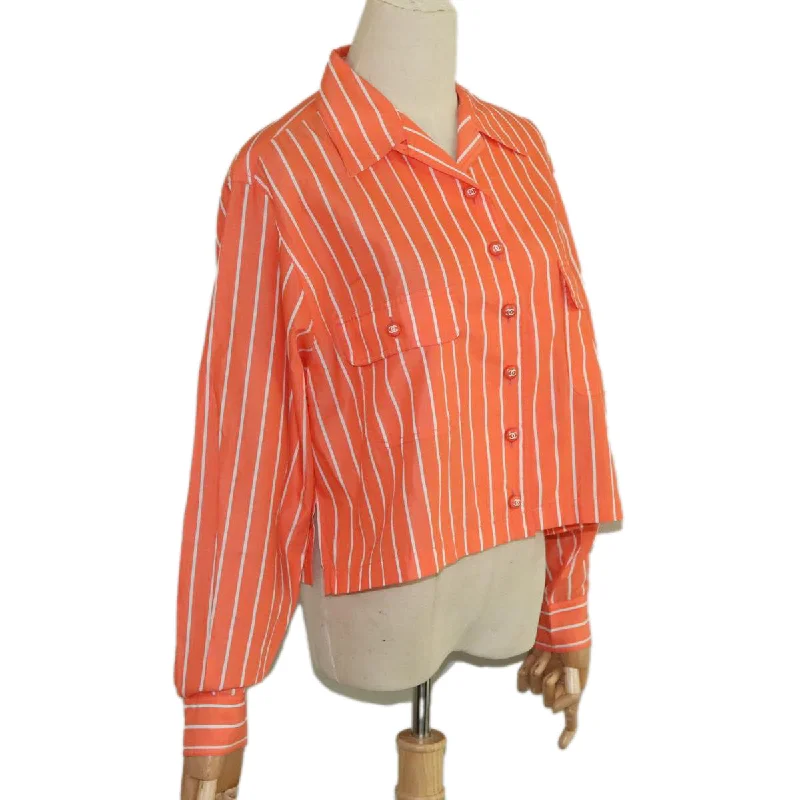 CHANEL Shirt Cotton Orange CC  94245A