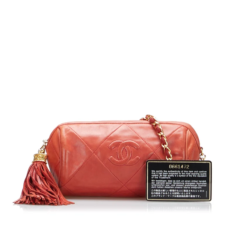 Chanel Timeless Crossbody Bag Coral Orange Lambskin Gold